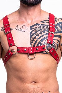 Harness Formato H de Couro Sintético Vermelho