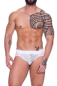 Cueca Jockstrap Premium Arrastão Branco