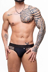Cueca Suplex Preta Detalhada Aberta Atrás