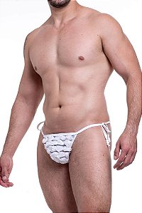 CALCINHA MASCULINA FRANJA BRANCA BORDADA À MÃO