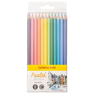 Lápis de Cor Pastel 12 cores COMPACTOR
