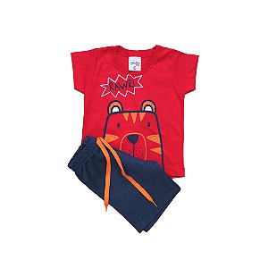 Conjunto "Tigre" Camiseta e Bermuda Moletinho