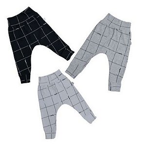 Kit Calça Saruel Preto, Branco e Cinza