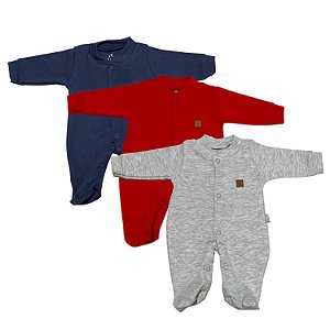 Kit Macacão Manga Longa Liso Prematuro