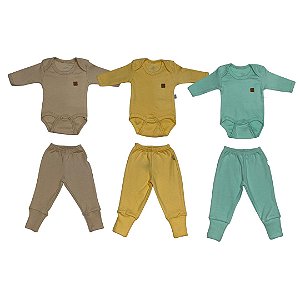 Kit Body e Calça Prematuro Amarelo