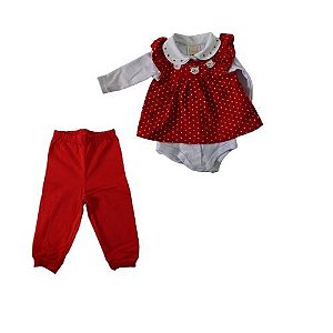 Kit Presente Vermelho e Branco de Ursinho (Recém Nascido)