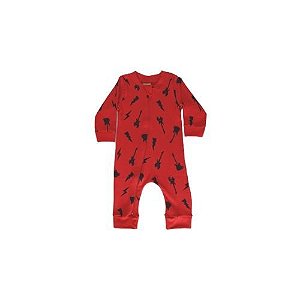 Macacão Vermelho Estampado Rock - Malha