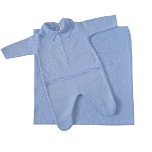 Saída de Maternidade Azul Clara - Linha