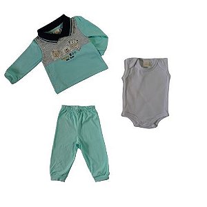 Kit Presente "Happy Zoo" Verde (Recém Nascido)