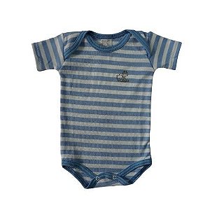 Body Listrado Azul Claro e Branco