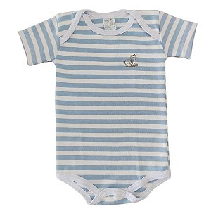 Body Listrado Off-White e Azul Claro