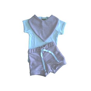 Conjunto Body, Bandana e Shorts Rosê