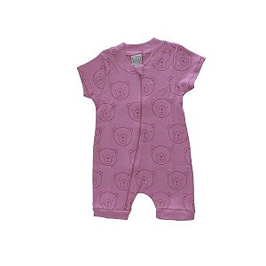 Macacão Curto Rosa de Ursinho - Malha