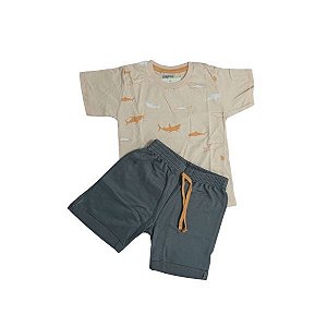 Conjunto Tubarão Laranja e Cinza