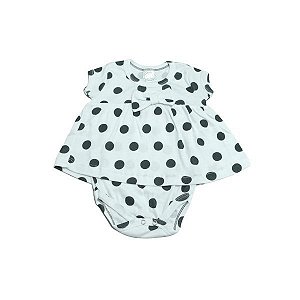 Body-Vestido Branco de Bola Preta