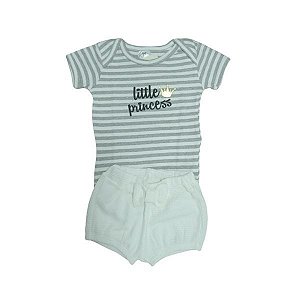 Conjunto Little Princess Off White e Cinza