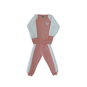 Conjunto Blusa e Calça Laranja de Coração