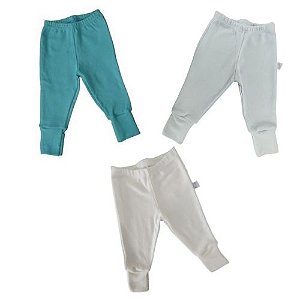 Kit Calça Lisa Azul e Bege (Prematuro)