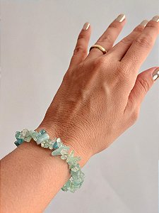 Pulseira de Água Marinha Translúcida - Pedra da Ansiedade, Desfaz Confusões, Protege os Pensamentos