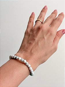 Pulseira de Howlita Redonda 6mm - Paz, Paciência e Equilíbrio de Emoções