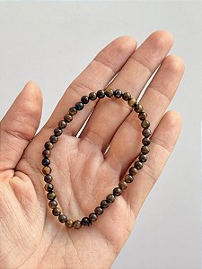 Pulseira de Olho de Tigre Redonda 4mm - Contra Inveja e Olhado; Autoconfiança; Coragem e Determinação