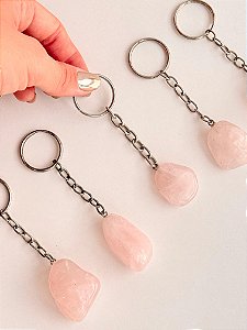 Chaveiro de Quartzo Rosa - Pedra do Amor - Cura do Coração, Amor Próprio, Perdão e Gratidão