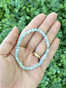 Pulseira de Amazonita Redonda 4mm - Antiestresse, Adaptação a Mudanças, Melhora os Estudos