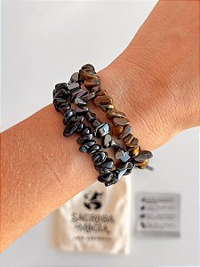 Conjunto Proteção Energética e Espiritual - Turmalina Negra, Hematita e Olho de Tigre
