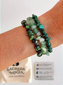Conjunto Saúde e Vitalidade - Quartzo Verde, Malaquita e Zoisita com Rubi