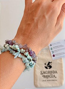 Conjunto Ansiedade, Medo e Agonia - Água Marinha, Larimar e Ametista Lilás