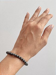 Pulseira de Hematita Redonda 6mm - Proteção, Disciplina, Afasta Vícios e Melhora Hábitos