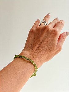 Pulseira de Peridoto Cascalho Mini - Transformação; Mudanças Drásticas; Destino; Libera Tensões