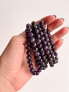 Pulseira de Ametista Redonda 8mm - Intuição, Conexão, Espiritualidade e Eleva a Vibração