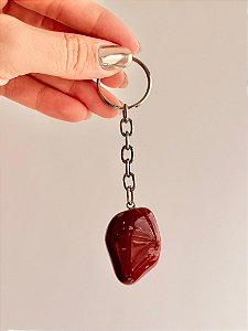 Chaveiro de Jaspe Vermelho Rolado - Coragem, Atitude, Vitalidade e Saúde