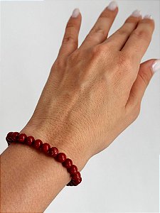 Pulseira de Jaspe Vermelho Redonda 6mm - Coragem, Atitude, Vitalidade e Saúde