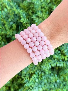 Pulseira de Quartzo Rosa Redonda 8mm - Amor, Perdão e Gratidão