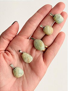 Pingente de Água Marinha Rolado - Pedra da Ansiedade, Desfaz Confusões, Protege os Pensamentos