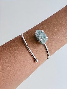 Bracelete de Água Marinha Regulável - Pedra da Ansiedade, Desfaz Confusões, Protege os Pensamentos