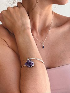 Bracelete de Drusa de Ametista Regulável - Intuição, Calma e Conexão