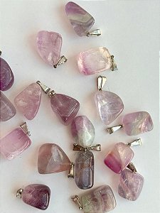 Pingente de Fluorita Roxa Rolada - Superação, Purificação e Concentração