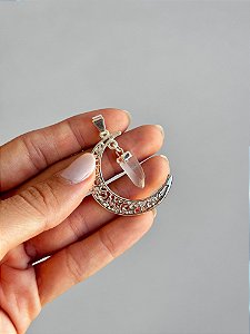 Pingente Meia Lua de Quartzo Cristal - Intensificador, Iluminação e Energização