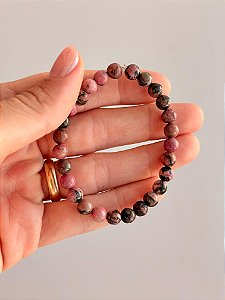 Pulseira de Rodonita Redonda 6mm - Magnetismo Pessoal e Atração