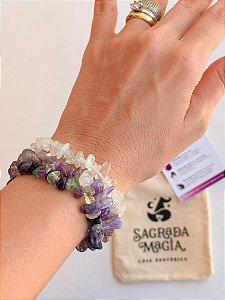 Conjunto Intuição, Fé e Conexão - Ametista, Pedra da Lua e Fluorita