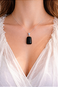 Pingente de Shungita Rolado - Pedra da Vida; Recuperação e Purificação de Doenças