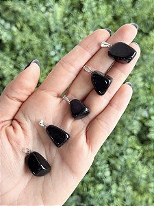 Pingente de Obsidiana Rolada - Proteção e Consciência