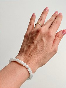 Pulseira de Selenita Redonda 6mm - Limpeza Energética; Paz de Espírito; Cansaço Mental e Dores