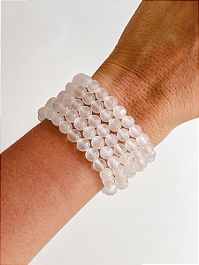 Pulseira de Selenita Redonda 6mm - Limpeza Energética; Paz de Espírito; Cansaço Mental e Dores