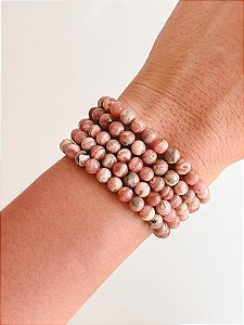 Pulseira de Rodocrosita Redonda 6mm - Libido, Altruísmo e Compaixão - Melhora os Relacionamentos