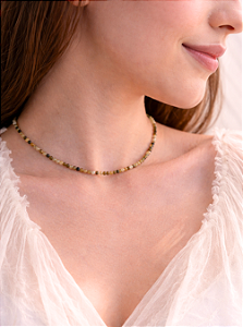 Colar de Peridoto 2mm Multifacetado - Transformação; Mudanças Drásticas; Destino; Libera Tensões