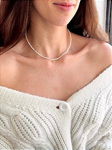 Colar de Madre Pérola Redondo 2mm Dourado - Amor Universal, Proteção e Riqueza